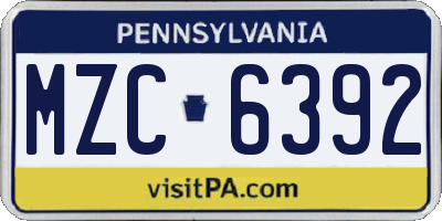 PA license plate MZC6392