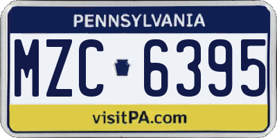 PA license plate MZC6395