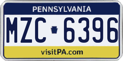 PA license plate MZC6396