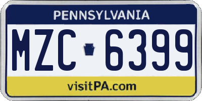 PA license plate MZC6399