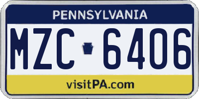 PA license plate MZC6406