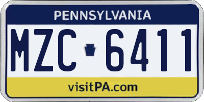 PA license plate MZC6411