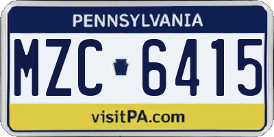 PA license plate MZC6415