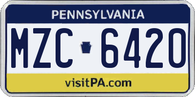 PA license plate MZC6420