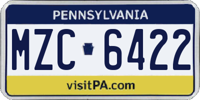 PA license plate MZC6422