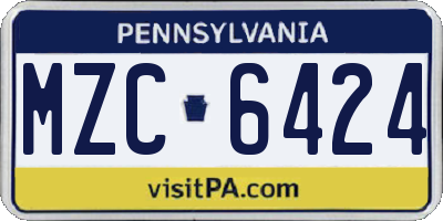 PA license plate MZC6424