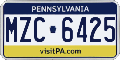 PA license plate MZC6425