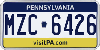 PA license plate MZC6426