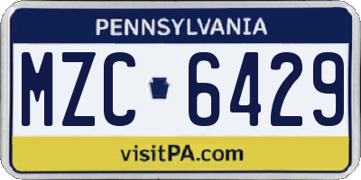 PA license plate MZC6429