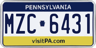 PA license plate MZC6431