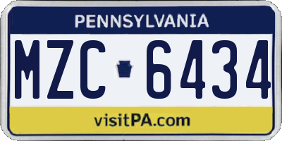 PA license plate MZC6434