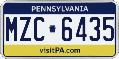 PA license plate MZC6435