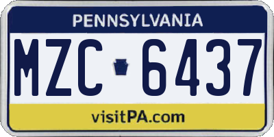 PA license plate MZC6437