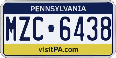 PA license plate MZC6438
