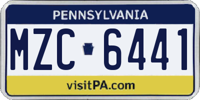 PA license plate MZC6441