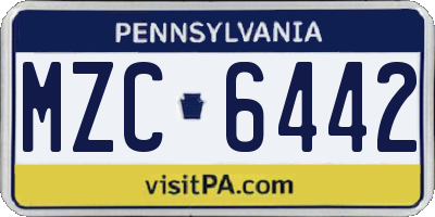 PA license plate MZC6442