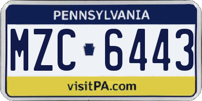 PA license plate MZC6443