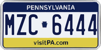 PA license plate MZC6444