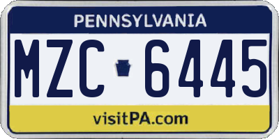 PA license plate MZC6445