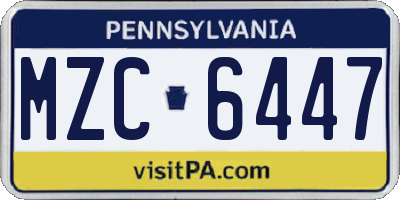 PA license plate MZC6447