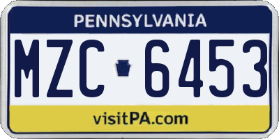 PA license plate MZC6453