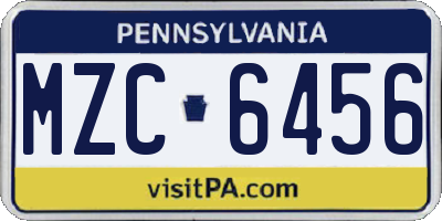 PA license plate MZC6456
