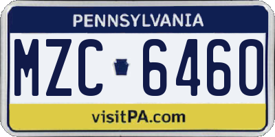 PA license plate MZC6460