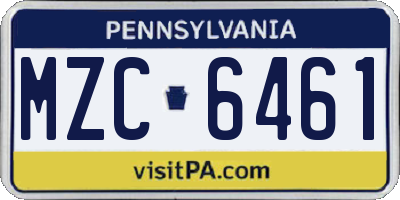 PA license plate MZC6461