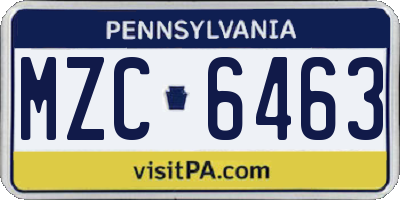 PA license plate MZC6463