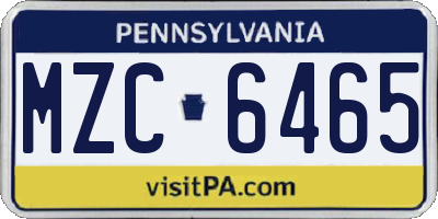 PA license plate MZC6465