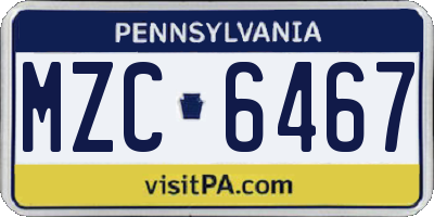 PA license plate MZC6467