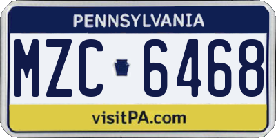 PA license plate MZC6468