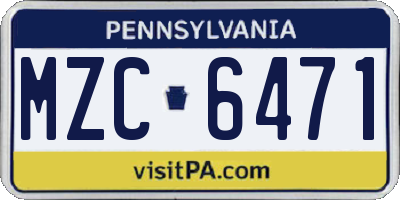 PA license plate MZC6471