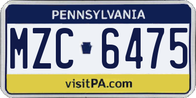 PA license plate MZC6475