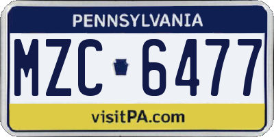 PA license plate MZC6477