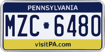 PA license plate MZC6480