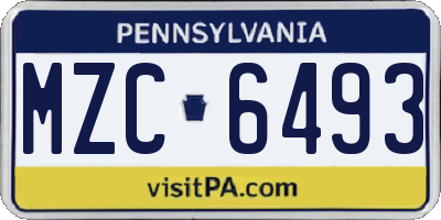 PA license plate MZC6493