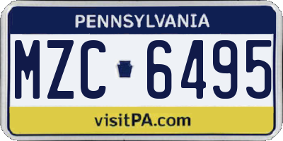 PA license plate MZC6495