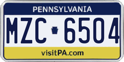 PA license plate MZC6504