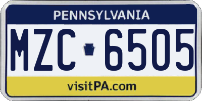 PA license plate MZC6505