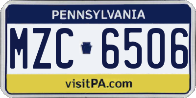 PA license plate MZC6506