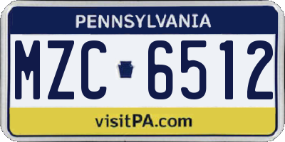 PA license plate MZC6512