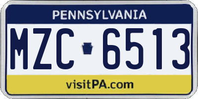 PA license plate MZC6513