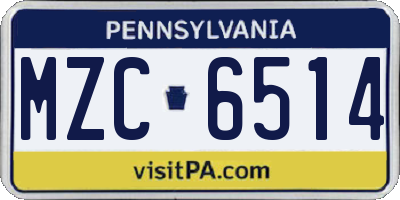PA license plate MZC6514