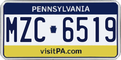 PA license plate MZC6519