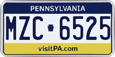 PA license plate MZC6525