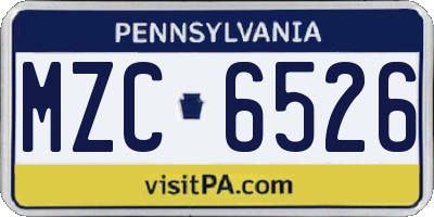 PA license plate MZC6526