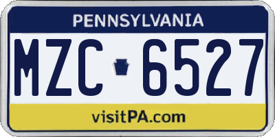PA license plate MZC6527