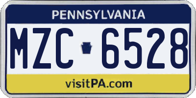 PA license plate MZC6528
