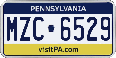 PA license plate MZC6529